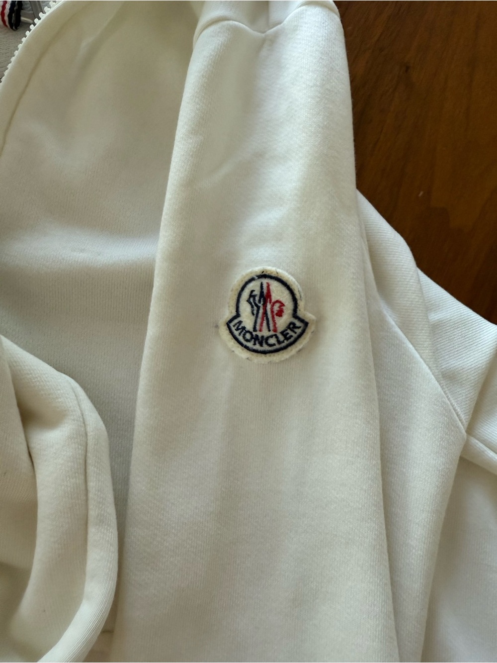 Moncler - Cream Zip-Up Hoodie with Logo Patch - Size M - Picture 10 of 10
